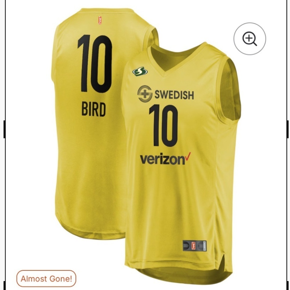 Sue Bird WNBA Seattle Storm Fanatics Primary Replica Jersey - Yellow, Size Large